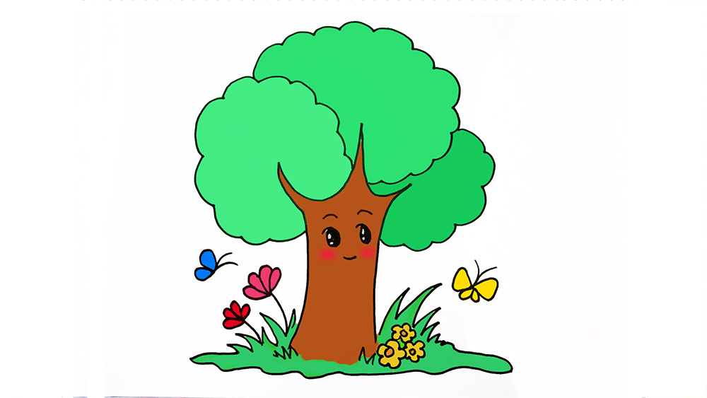 世界森林日,学画可爱的大树,画在手抄报上吧 儿童简笔画