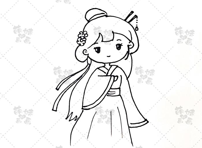 绘制难度:★★★ 古装小公主的服饰都很有特点,在绘制时一定要画出