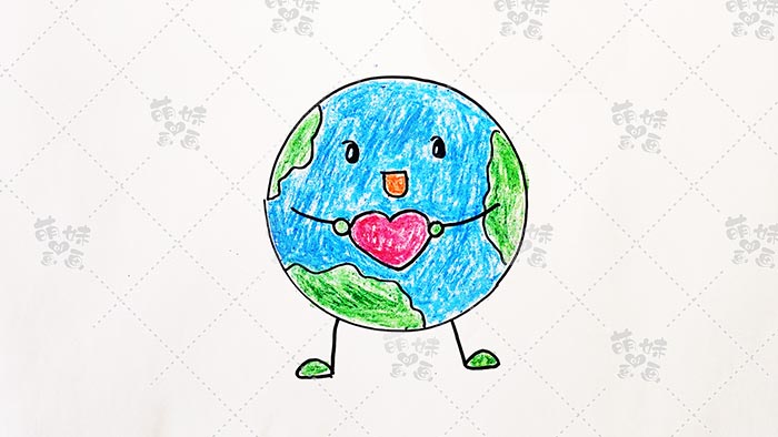学画简单漂亮的世界地球日简笔画,一起保护我们的家园
